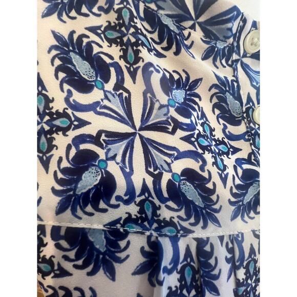 ANN TAYLOR LOFT SHORT SLEEVE LIGHTWEIGHT BLUE AND WHITE TOP WOMENS SIZE SMALL - Picture 7 of 9